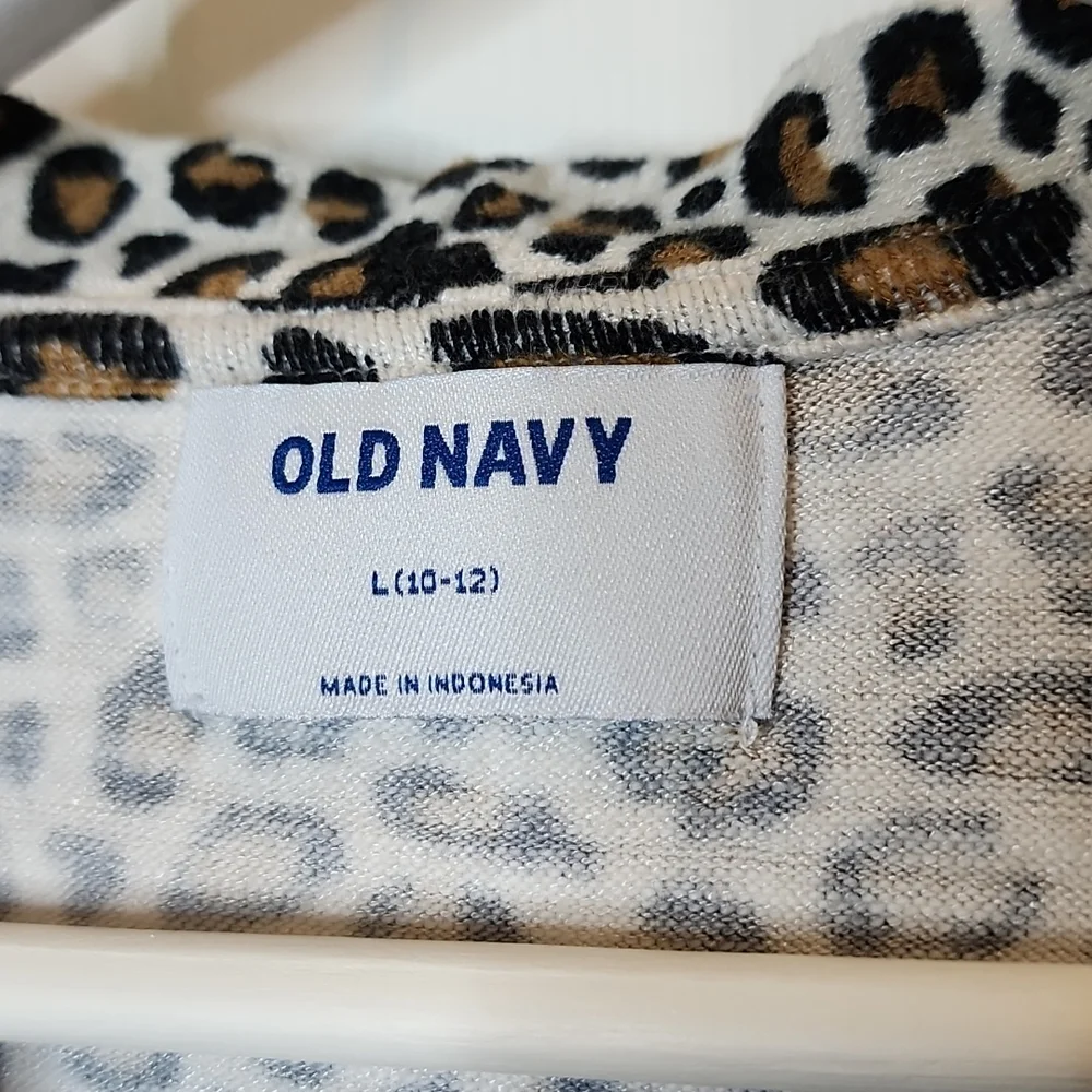 Old Navy Leopard Print Lettuce-Edge Cropped Cardigan, Girls  L (10-12)